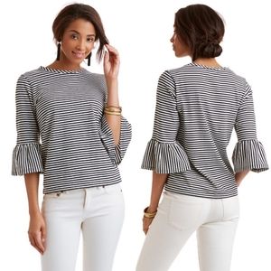 Vineyard Vines Black and White Bell Sleeve Top